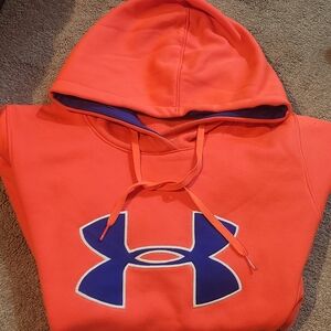 Under Armour Vibrant Orange Hoodie with Blue Emblem